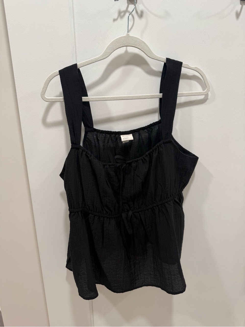 a new day Black Smocked Peplum Camisole